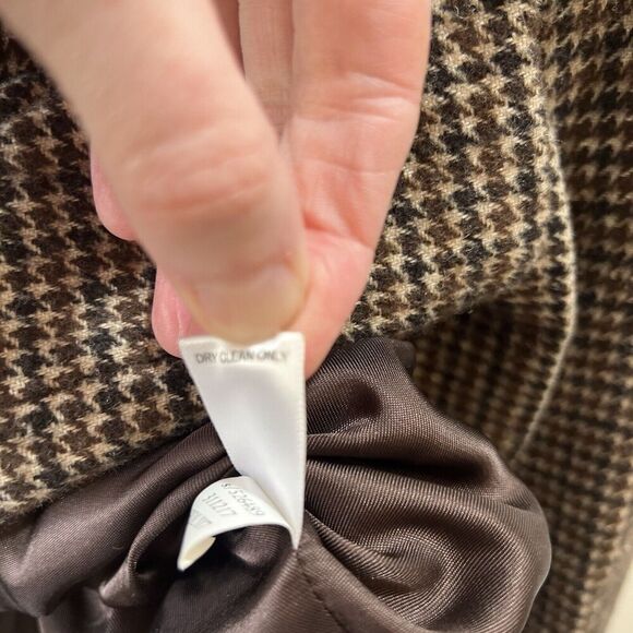 Banana Republic Women’s Wool Blend Houndstooth Blazer Size S 2 Brown Britishcore - Picture 6 of 9